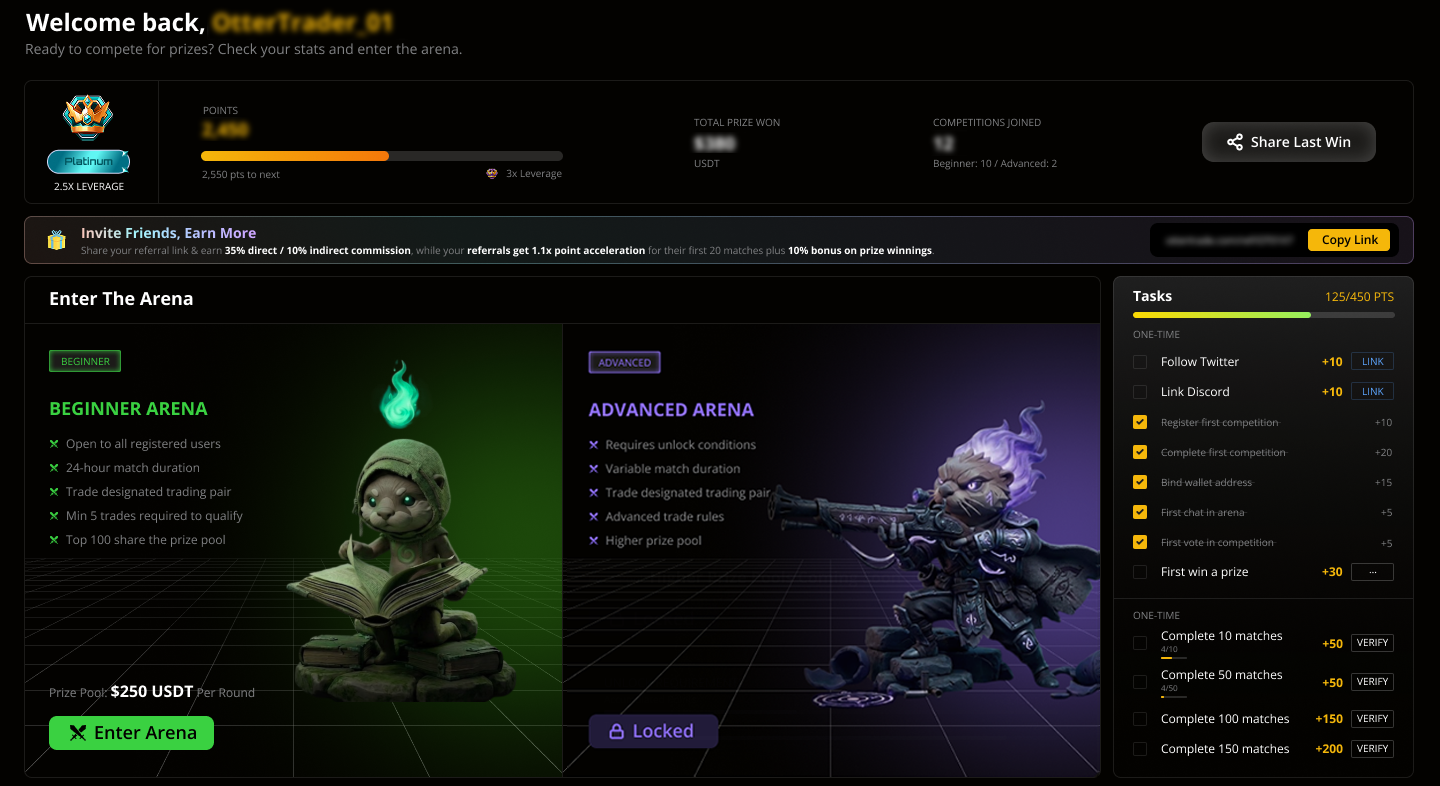 Free trading competition interface
